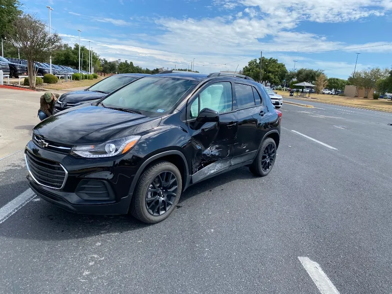 Photo from incident site - it's shows airbags deplyed in Olha Stefanishyna's car