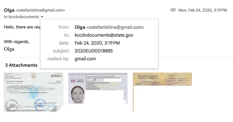 Documents sent to the Kentucky Center.